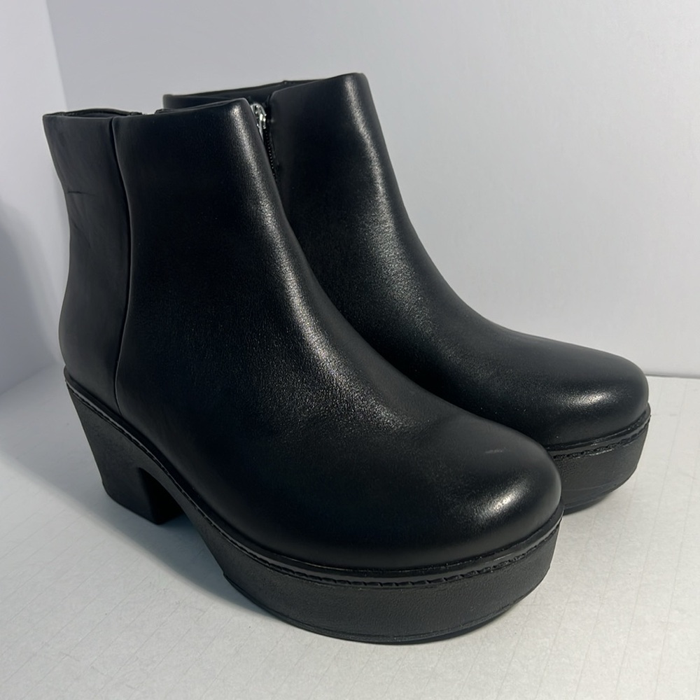 Fitflop Pilar Black Leather Platform Ankle Boots